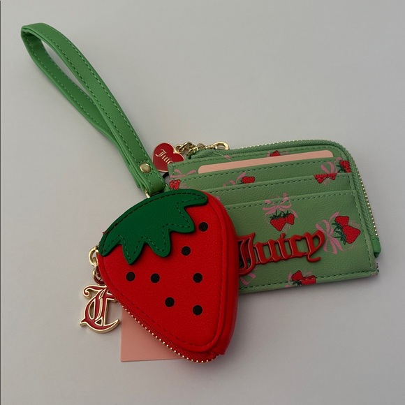 Juicy Couture Handbags - ☀️Juicy Couture Exclusive Strawberry Print Card Holder & Strawberry Coin Pouch